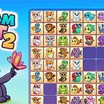 파스텔 색상의 동물 그림 타일과 나비를 들고 있는 팬더 캐릭터가 있는 이미지