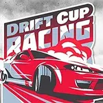 빨간 드리프트 자동차와 Drift Cup Racing 텍스트가 있는 레이싱 포스터