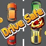 도로 위 여러 대의 자동차와 Drive Safe라는 문구가 있으며, 하나의 차는 폭발 장면이 포함되어 있습니다