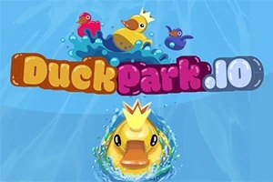 여러 색상의 고무 오리가 물속에서 헤엄치고 있는 모습과 함께 Duckpark