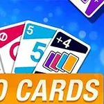 파란색 배경 위에 다양한 색과 숫자로 구성된 카드들이 펼쳐져 있고, 하단에 DUO CARDS라는 텍스트가 있는 이미지