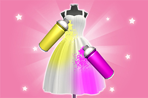 분홍색 배경에 스프레이 페인트로 장식되는 하얀 드레스