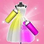 분홍색 배경에 스프레이 페인트로 장식되는 하얀 드레스