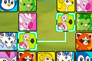 다양한 동물 얼굴 아이콘이 격자 형태로 배열되어 있고, 일부 아이콘이 녹색 선으로 연결되어 있다