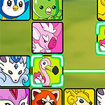 다양한 동물 얼굴 아이콘이 격자 형태로 배열되어 있고, 일부 아이콘이 녹색 선으로 연결되어 있다