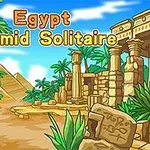 고대 이집트 배경의 스핑크스 조각상과 피라미드, 나무, 유적이 있는 만화 스타일의 이미지