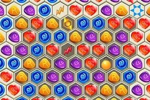 다양한 색상의 육각형 타일이 그물 모양으로 배열되어 있는 이미지