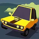 노란색 차가 도로 위를 주행하며 연기를 내뿜는 모습