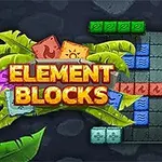 다양한 색상의 블록들이 정렬된 퍼즐 보드와 ELEMENT BLOCKS라는 텍스트가 있는 이미지