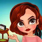 큰 눈에 단발머리를 한 두 명의 애니메이션 여성, 한 명은 검은 드레스를 입고 손을 들어 포즈를 취하고 있으며, 작은 테이블 위에는 체스 시계가 놓여 있다