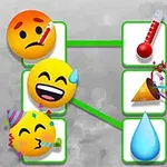 열 감지 이모지, 웃는 얼굴 이모지, 파티 이모지와 함께 연결된 그래픽 및 물방울 이미지