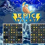 신화적인 배경에 번개를 든 신과 두 개의 게임 보드가 있는 이미지