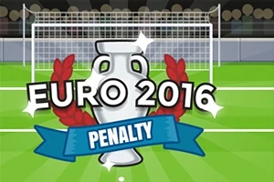 축구 경기장 골대 앞에 EURO 2016 PENALTY 글자와 트로피 그림이 있는 이미지