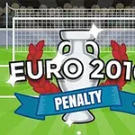 축구 경기장 골대 앞에 EURO 2016 PENALTY 글자와 트로피 그림이 있는 이미지