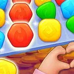 다양한 색상의 보석 모양과 하트를 만드는 손