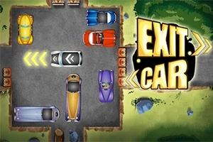 여러 대의 차가 주차된 공간과 EXIT CAR라는 텍스트가 포함된 이미지