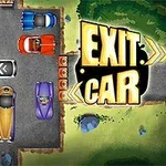 여러 대의 차가 주차된 공간과 EXIT CAR라는 텍스트가 포함된 이미지