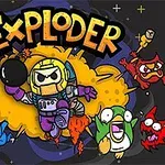 우주복을 입은 캐릭터가 폭탄을 들고 중앙에 서 있고 주변에 다양한 색상의 만화 캐릭터들이 배치된 이미지