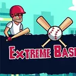 두 명의 만화 스타일 캐릭터가 도시 배경 앞에서 각각 야구 방망이와 포수 장비를 착용하고 대치하고 있는 모습