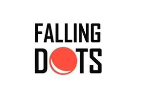 FALLING DOTS라는 텍스트와 아래에 빨간색 점이 있는 이미지