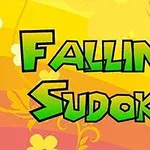 노란색과 주황색 배경에 녹색 텍스트 Falling Sudoku가 있는 화려한 그래픽