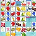 다양한 과일과 꽃 그림이 배열된 격자형 퍼즐 이미지