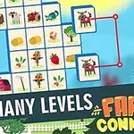 농장 동물과 식물 아이콘이 있는 퍼즐 게임 화면