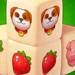 강아지, 돼지, 당근, 딸기 그림이 그려진 주사위 블록