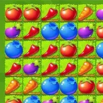 다양한 색상의 야채와 과일이 그려진 매트릭스 형태의 이미지