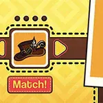 일치하는 모자를 쓴 만화 스타일의 녹색 머리 캐릭터와 모자 그림이 있는 화면