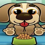 큰 눈을 가진 귀여운 강아지가 초록색 그릇에 담긴 음식을 앞에 두고 혀를 내밀고 있다