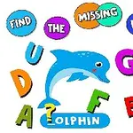 알록달록한 글자와 돌고래 그림이 있는 퍼즐 이미지