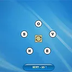 파란 배경에 나열된 S, O, V, N, E 글자와 사각형 박스 안 OVE로 완성된 단어