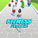 여자가 다양한 장애물이 놓인 경로를 달리는 모습