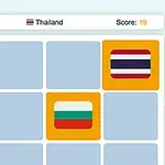 다양한 국가의 국기가 있는 격자 무늬 퍼즐 게임 UI