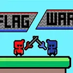 픽셀 아트 스타일의 빨간색과 파란색 캐릭터가 검을 맞대고 있는 이미지