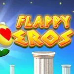 하늘 배경에 날개 달린 캐릭터와 FLAPPY EROS라는 글씨가 있는 이미지