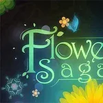 화려한 꽃과 나비가 있는 초록색 글자 Flower Saga