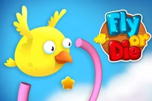 노란 새가 파란 하늘을 배경으로 날고 있으며, 옆에는 Fly or Die라는 텍스트가 있습니다