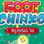 FOOT CHINKO라는 텍스트와 RUSSIA 18 아래에 축구공이 있는 화려한 배경의 이미지