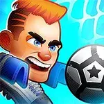 만화 스타일의 남자가 축구공을 차는 모습