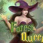 마법사 모자를 쓴 여성이 숲 속에서 손을 펼치고 있는 모습