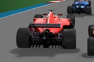 빨간색 포뮬러 자동차가 트랙 위를 주행 중인 모습