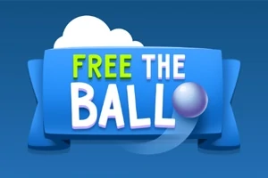 파란색 배경에 FREE THE BALL 텍스트와 공 그래픽이 있는 이미지