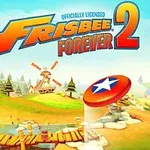 푸른 하늘 아래 초원과 풍차가 있는 배경에 빨간 프리스비가 떠오르는 장면