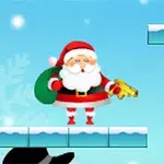 산타클로스가 녹색 가방을 메고 황금 권총을 들고 있는 겨울 테마의 삽화