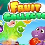 보라색 공룡이 다양한 과일과 함께 있는 장면