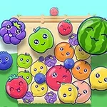 얼굴이 그려진 귀여운 과일들이 모여 있는 그림