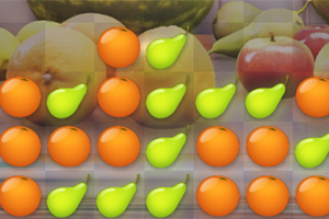 노란색 배와 주황색 오렌지가 격자 무늬로 배열된 이미지