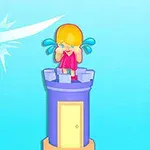 탑 위에서 우는 소녀와 공중에 매달린 채 줄에 묶인 소년이 보인다